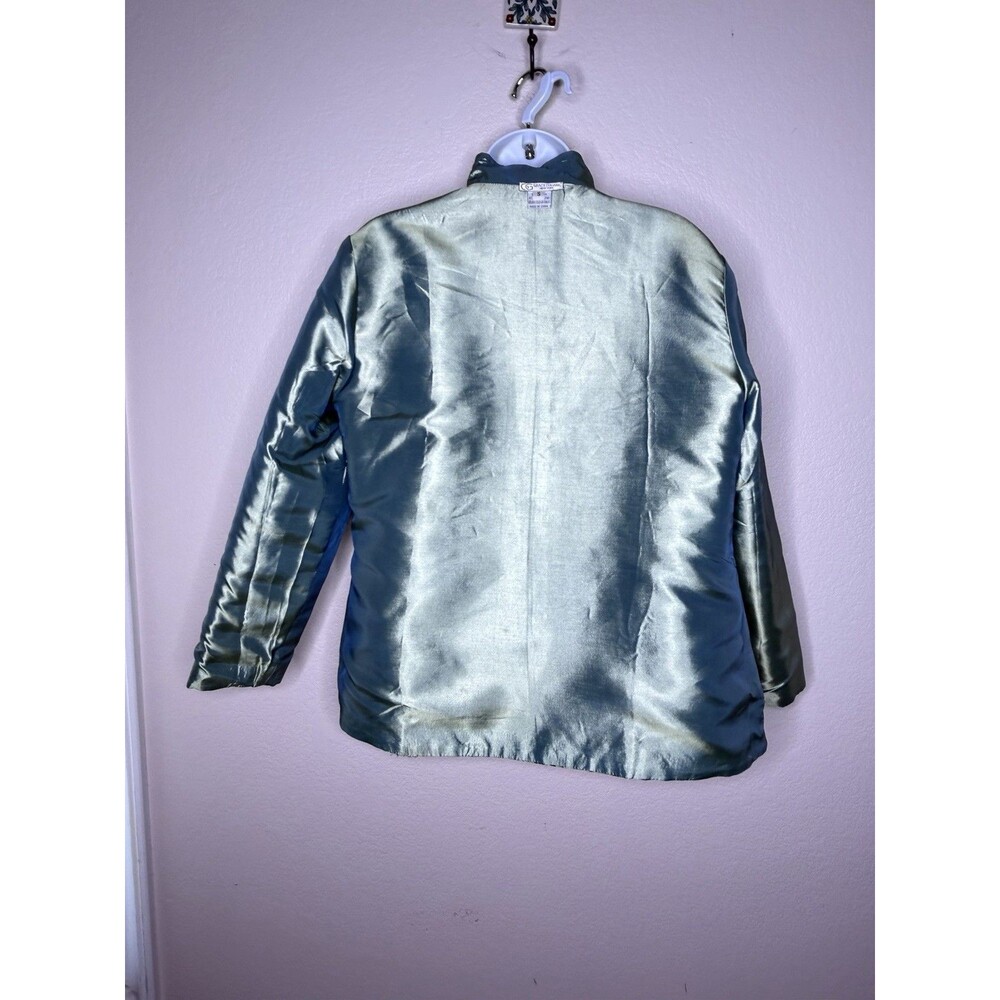 Grace Chuang New York Feather Print Open Jacket Sz S Multicolor Reversible Green - Picture 14 of 16